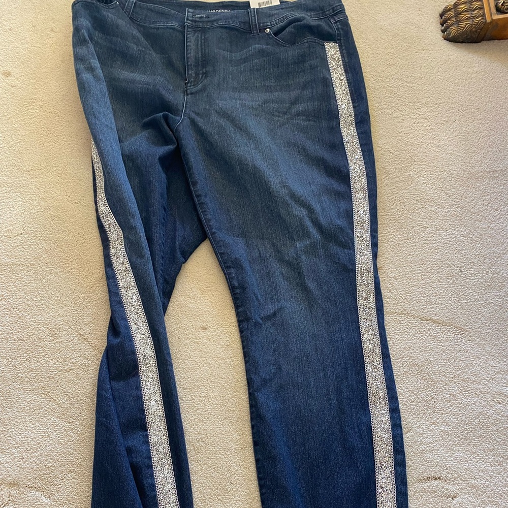 New Inc denim jeans with sparkle stripe